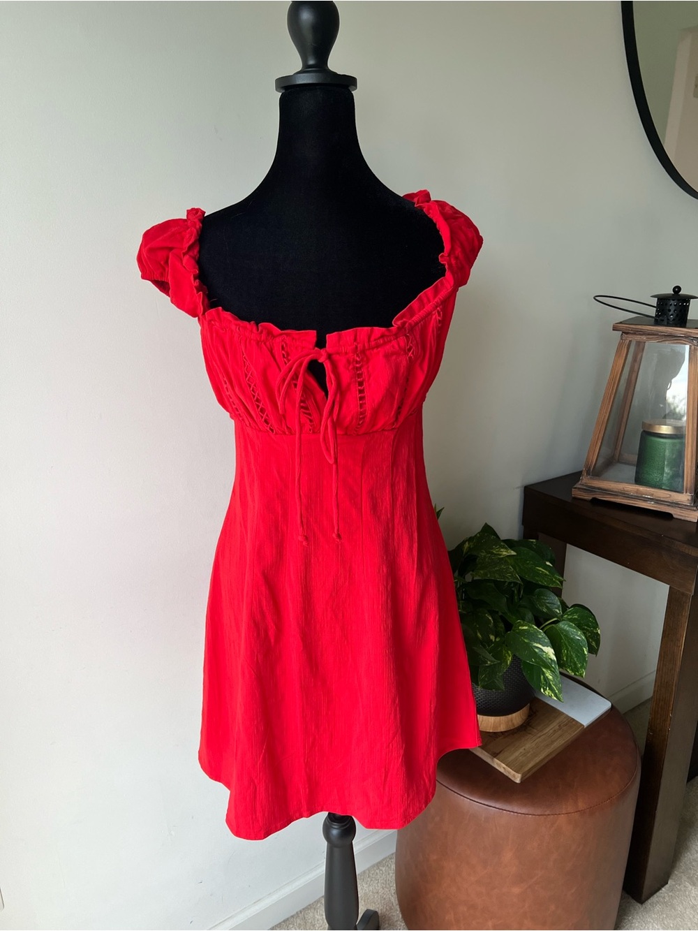 Free People Red Mini Dress with Sweetheart Neckline